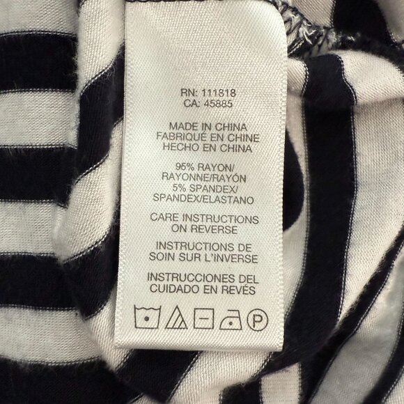 Michael Kors Top Womens XL Black White Stripe Nautical Preppy Long Sleeve Ruched - Picture 9 of 10